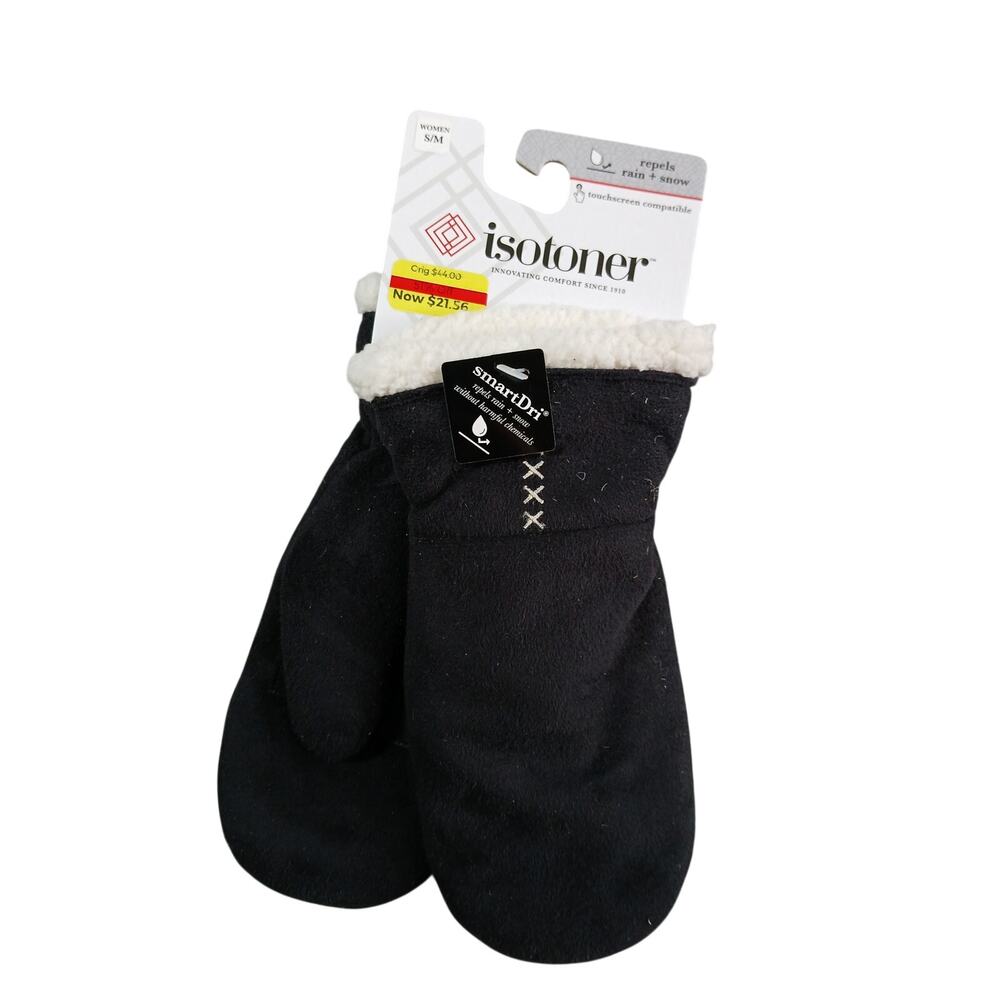 NEW Isotoner Gloves Womens Small Medium Black Lined A579K3